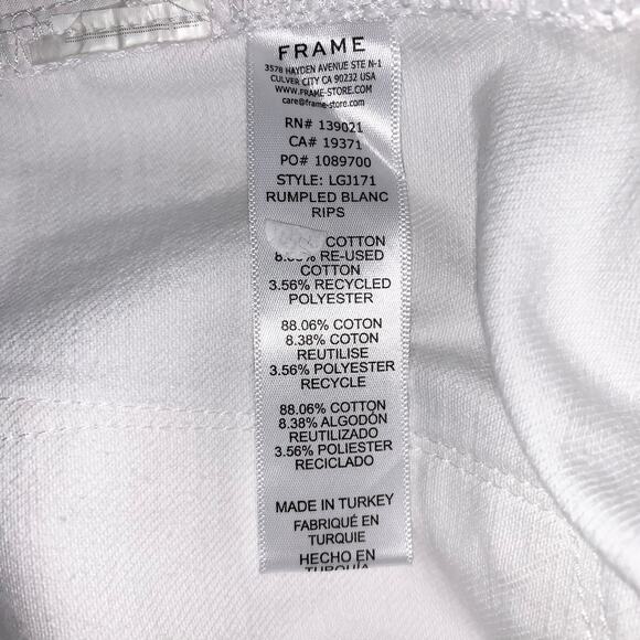 FRAME Le Garçon Straight Leg Ripped Rumpled Blanc Distressed Boyfriend Jeans - Picture 11 of 12